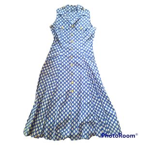 1980s Lizwear Collar Button Dress, 4, Blue